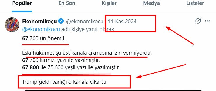 ekonomikocu's tweet photo. Gelelim #BİTCOİN e..
Yıl 2024
Tarih; 11 Kasım 2024
Trump #bitcoini barış deyip yukarı zaten
sürdü, o olmasa zaten çıkamazdın. https://t.co/OJlWvYhn7v