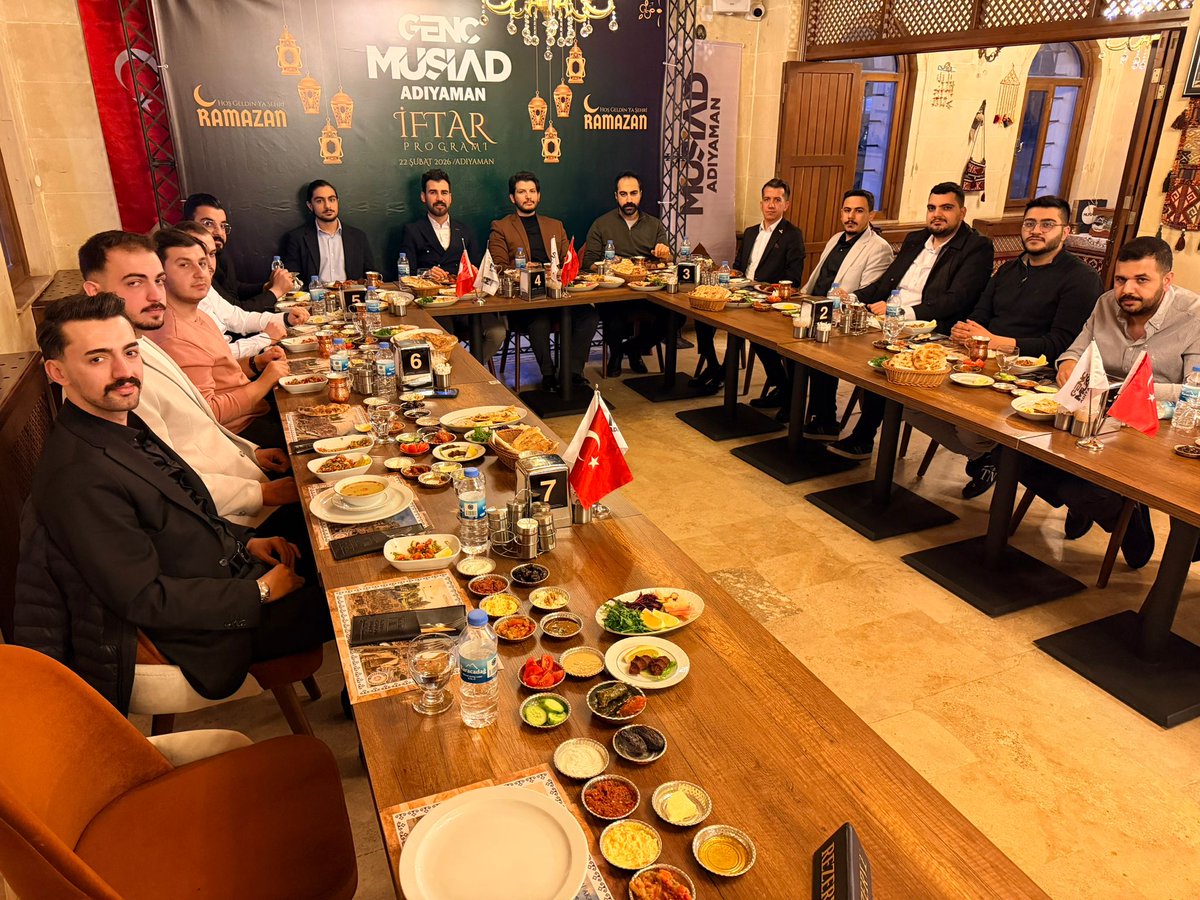 GencMusiad02's tweet photo. Genç MÜSİAD Adıyaman şubesi olarak geleneksel hale getirdiğimiz iftar programımızı, bu yıl Genel Merkez Yönetim Kurulu üyelerimizin katılımlarıyla içerisinde gerçekleştirdik. İftar programımıza katılım tüm misafirlerimize ve kıymetli üyelerimize gönülden teşekkür ederiz. https://t.co/vtOVicqEq6