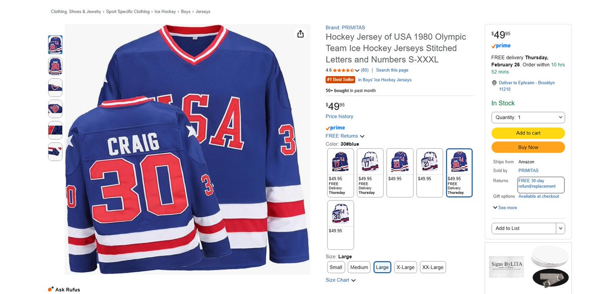 Amazon’s relentless war on good actors continues.

The #1 Best Seller USA 1980 Olympic hockey jersey appears to be from a Chinese brand — not an official or licensed USA Hockey brand.

Meanwhile, U.S. sellers face endless scrutiny

#WorkWithUsAmazon, please level the playing