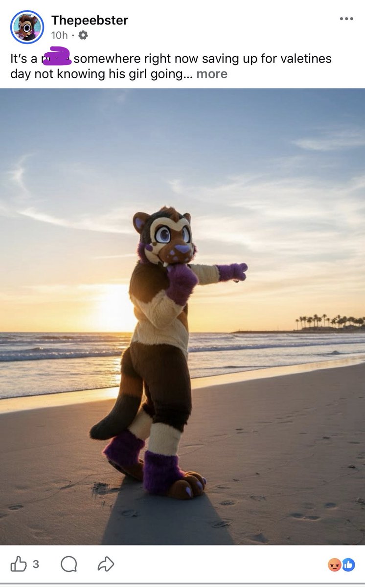 So I’ve been dealing with this fake Facebook account for like a month stealing my content for the money and saying awful things now they have no more content left and are reduced to ai’ing my suit and being a chud, I’ve reported this to Facebook but they won’t do anything 😭