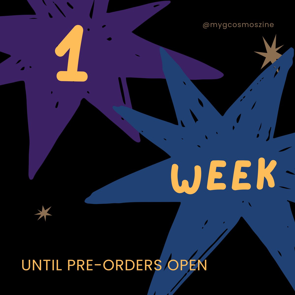 🌟 1 WEEK UNTIL PRE-ORDERS OPEN 🌟

It's almost time to get lost in the stars! 💫

In ONE WEEK, pre-orders for the final volume of Cosmos: A Yoongi Ship Zine will begin 💛 We will be donating all sales for Yoongi's birthday, so make sure you don't miss out!