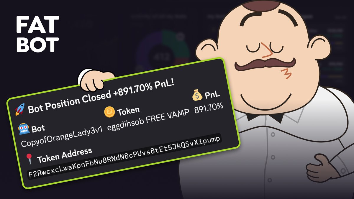 fatty_io's tweet image. 🔥 FatBot delivers again!

This position closed at +891.70% PnL, highlighting the efficiency and execution power of Sniping 2.0 🚀

Join FatBot NOW!

#FATTY #FatBot #SnipingBot
