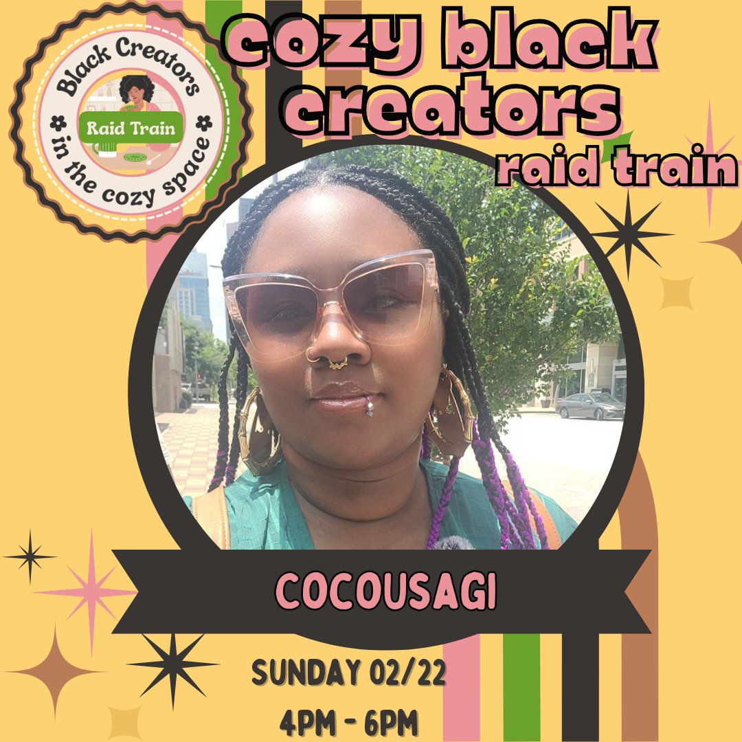 ☁️🤎 Cozy Creators Raid Train 
 today from 4–6PM EST raising funds for Black Girls Code 💻✨
Goal: $200 🏆 If we hit it? 24 HOUR STREAM + I have to play 2 hours of a horror game FACE CAM and jump scares ON 😭👻support a powerful cause #BHMCozyCreators
🔗 twitch.tv/cocousagi