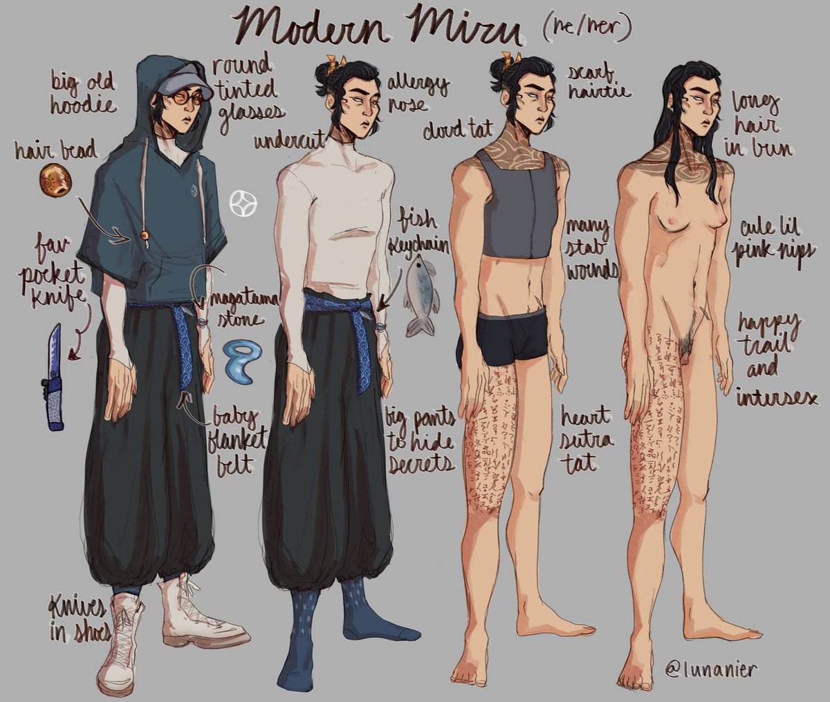 here he iiiiis, my modern mizu take. he lives in the world's most boring van, a big crime era, he gets a dog
#BlueEyeSamurai