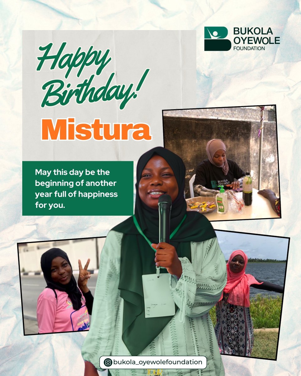 Happy Birthday to one of our amazing volunteers! 🎉🎂

Wishing you a year filled with joy, and countless blessings!😘

#HappyBirthday #VolunteerAppreciation
#Positiveimpact #Ngo #BukolaOyewoleFoundation