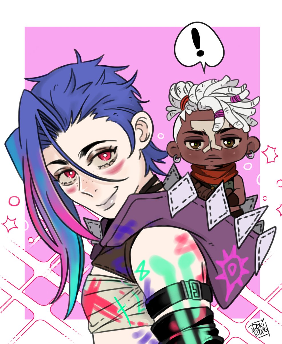 Dokinana's tweet image. Pocket Ekko ♡  ₊˚⊹(˶ˆ꒳ˆ˵)
#TimeBomb #ekkoxjinx #fanart #arcane