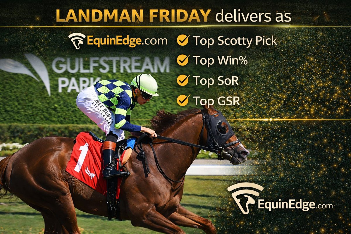 EquinEdge's tweet image. LANDMAN FRIDAY delivers🔥
EquinEdge.com Top Scotty Pick, Top Win%. Top SoR. Top GSR.
When every key metric points to one horse… you pay attention.
#EquinEdge #ScottyPicks #TopWin #SoR #GSR #HorseRacing