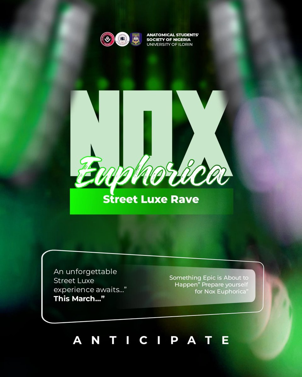 Asson_Unilorin's tweet photo. COHS 🔥🔥🔥
Something loud.
Something luxe.🫰
Something different is trending…
NOX: Euphorica – The Street Luxe Rave
Street energy
Luxury vibes
Unmatched rave experience
If you know, you know
If you don’t… you’re about to
#NOXEuphorica🖤🤍💚
#StreetRave
#Asson
Stay tuned.✌️✌️ https://t.co/E8YMOMKvHg