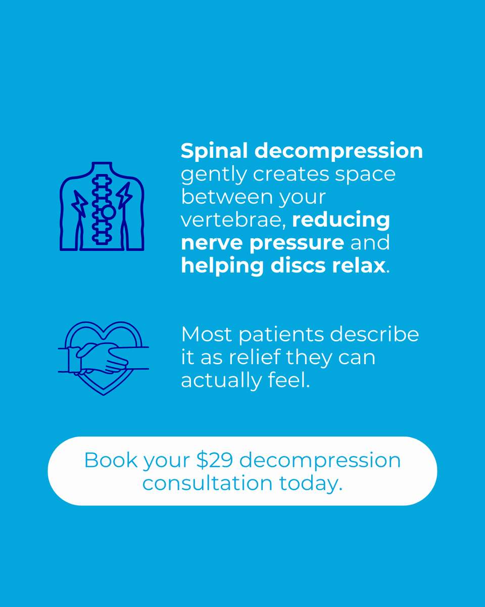 JDchiro's tweet image. Bulge or herniation, both can pinch nerves and cause serious pain.
The good news? Spinal decompression helps relieve the pressure naturally.

👉 Ready to feel relief without surgery? Book your consult today.

#SpinalDecompression #BackPainRelief #HerniatedDisc #SciaticaHelp