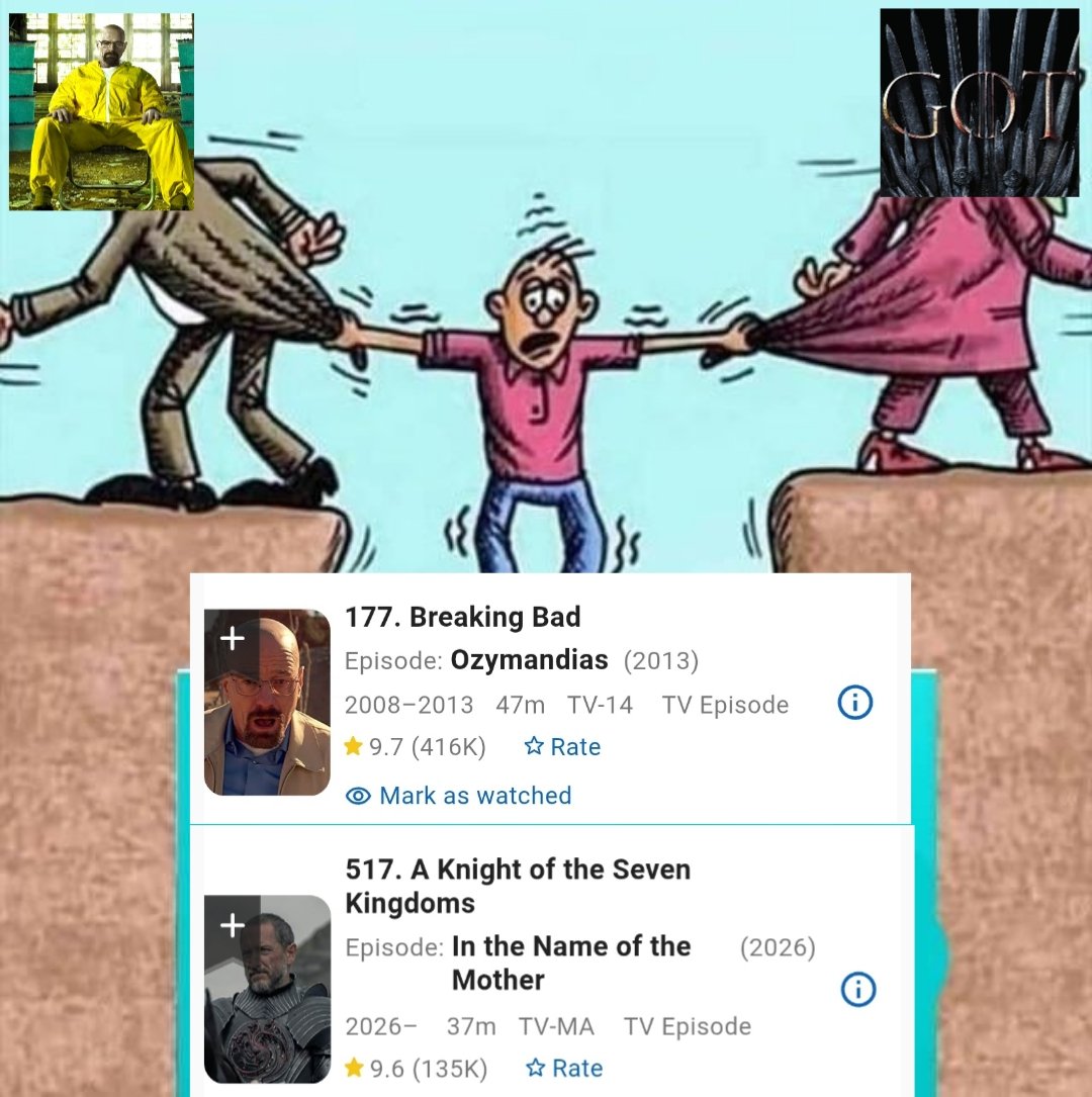 Enough review bombing guys. I'm speaking to my Breaking Bad gang. It's childish. Why can't other shows be 10/10? It's just numbers. Just like BCS not winning an Emmy.... it doesn't change the shows outcome and the love you have for it.