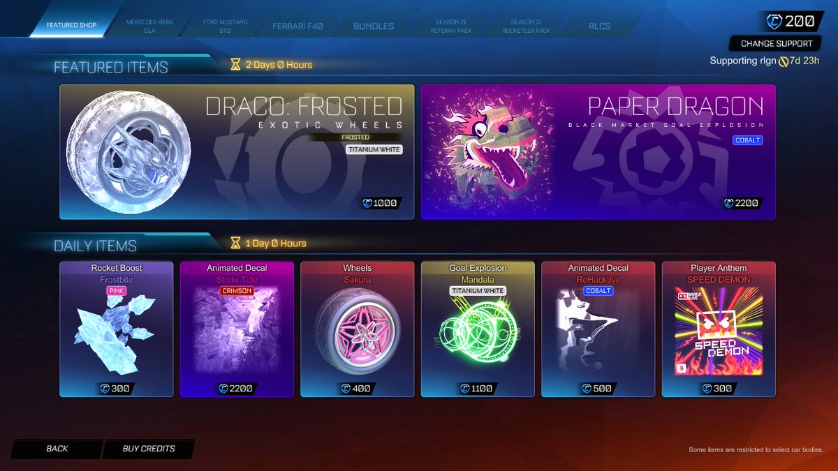 Rocket League Item Shop, February 22nd.

Use code "RLGN" in the item shop to support me, much appreciated!   #EpicPartner #RocketLeague