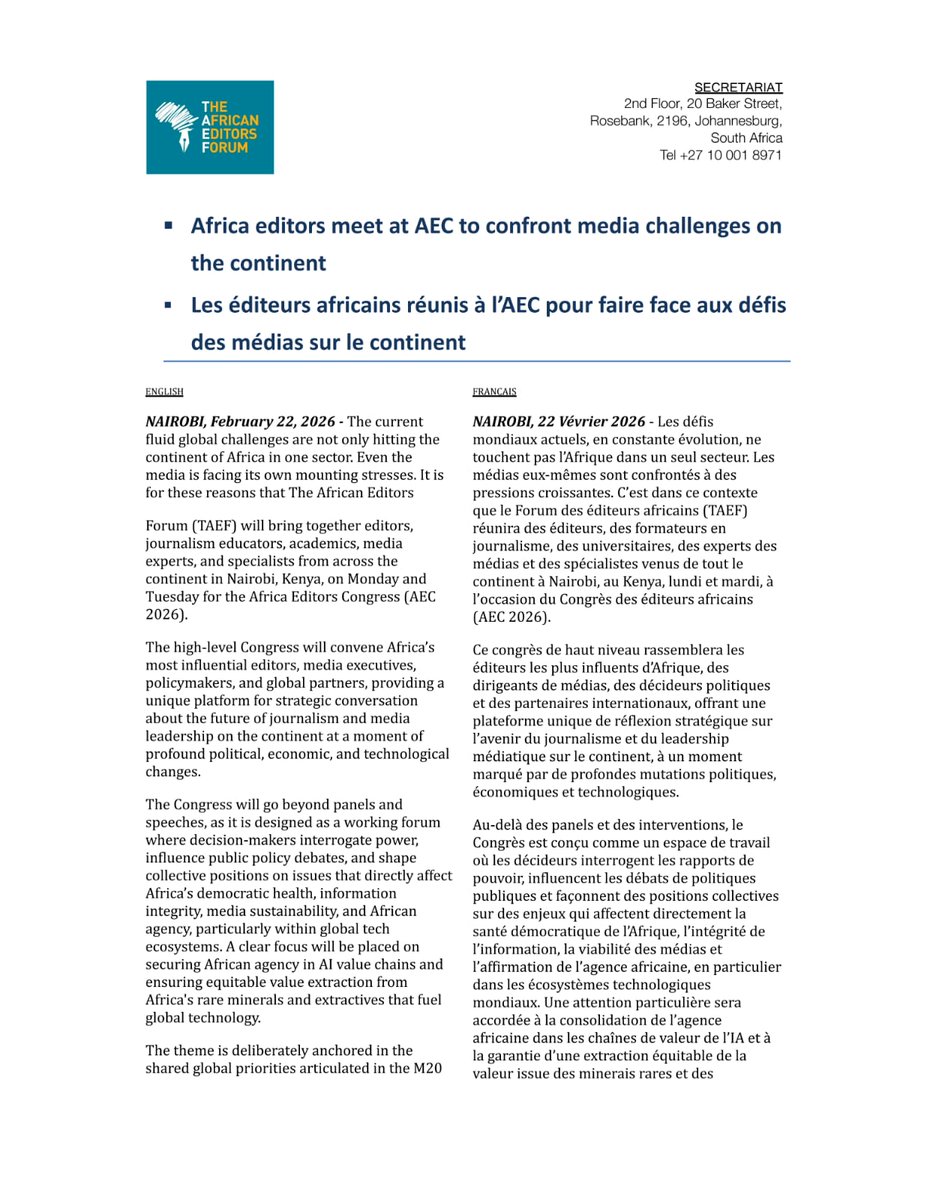 The African Editors Forum tweet media