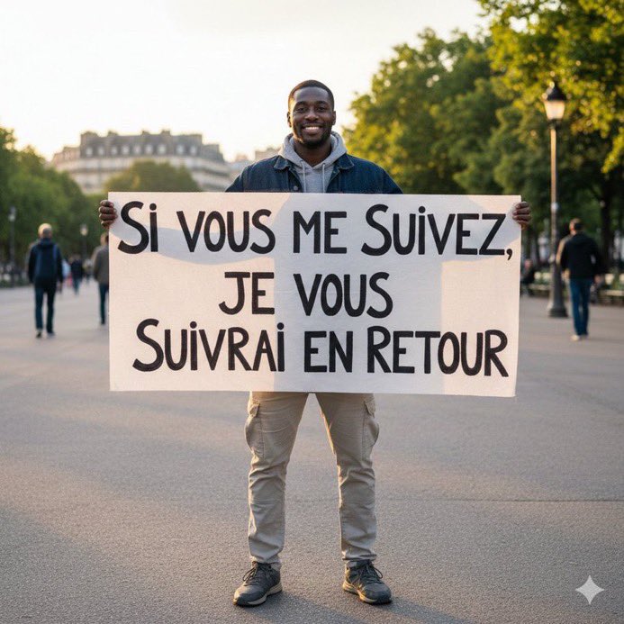 Bonsoir à tous. Avant de dormir, j'ai besoin de suivre tout compte qui va me suivre. Déposer vos @ ,vos pseudo on va se suivre mutuellement  pour se donner de la force.