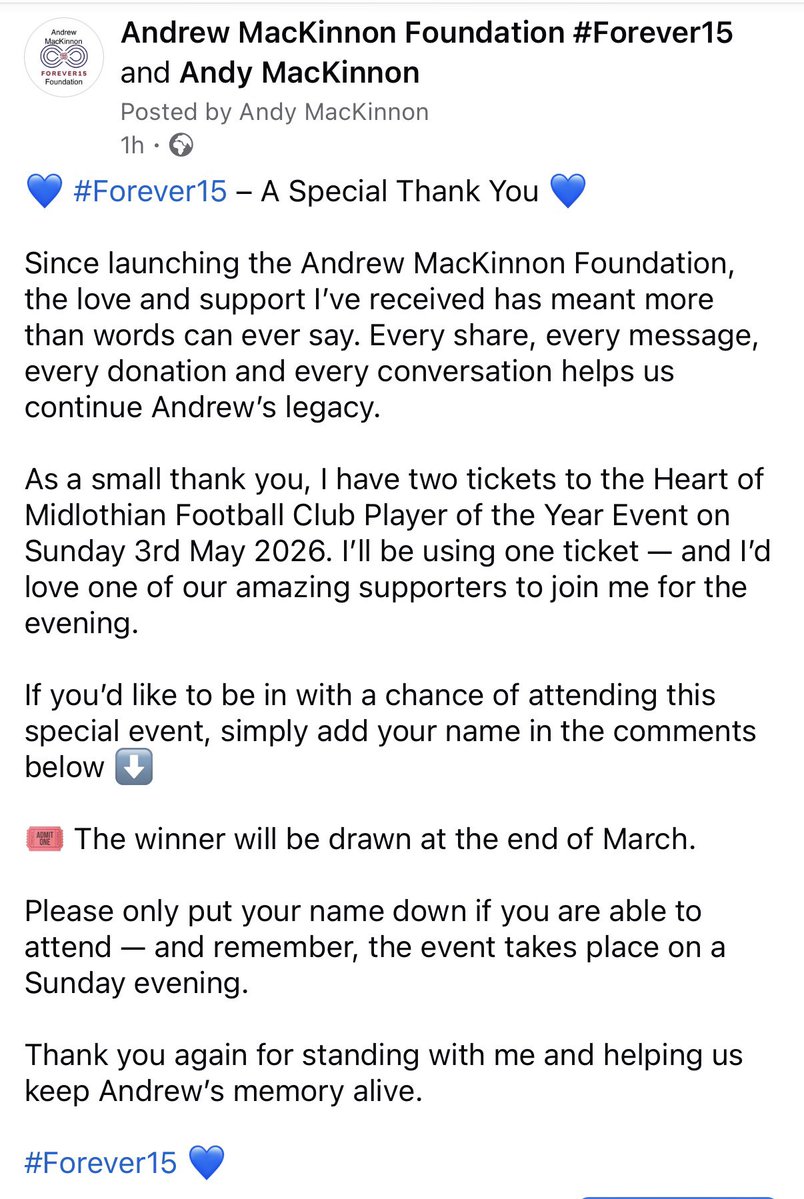 Andrew MacKinnon Foundation #Forever15 tweet media