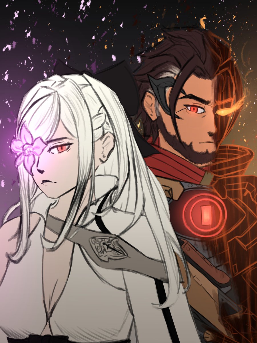 Radic114's tweet photo. Cursed with destruction.

Inspired by @Cryptid_Omega 's Emre drawings!

#OverwatchFanart #Drakengard3 #Zero #Emre #fanart https://t.co/ONTqJGD994