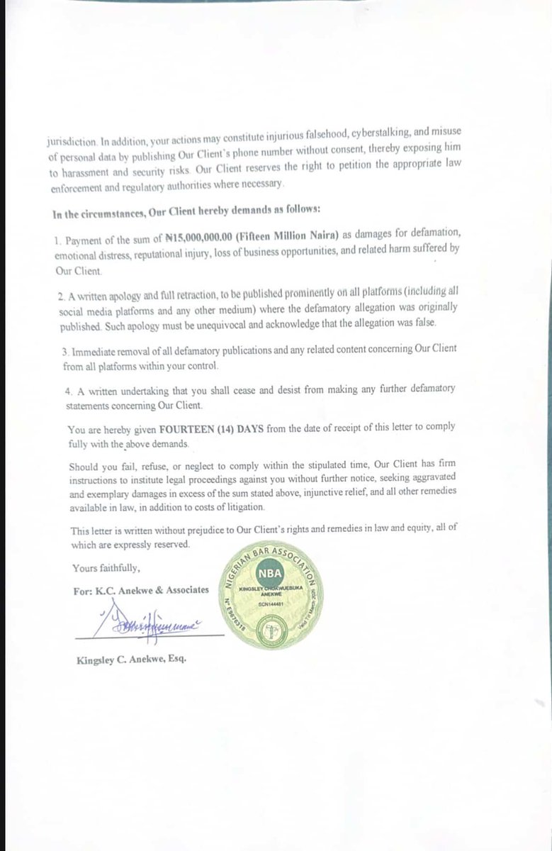 UPDATE: David, who was falsely accused of rape, has filed a lawsuit against the accuser, demanding a written apology and ₦15 million in damages.
