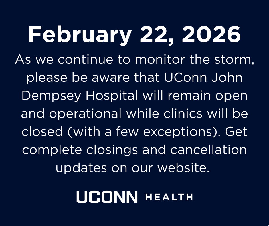 uconnhealth's tweet image. UConn John Dempsey Hospital will remain open and operational while most clinics will close due to the storm. Please visit our website for further information and updates: bit.ly/3OF0DB0

Stay safe!