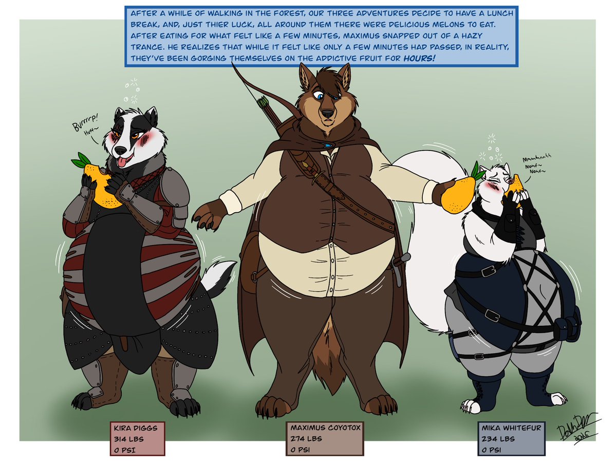 Adventurer Weight Gain Drive (Part 2)

Ever come across addictive fattening fruits?

👍= 0.25 lbs across all 3 per like
♻️= 0.5 lbs across all 3 per repost
💵= 
🍔1 lbs or 🎈1 PSI per $1 donated (ko-fi.com/maximus_coyotox) Pick who gets Weight and/or Air or split it between them.