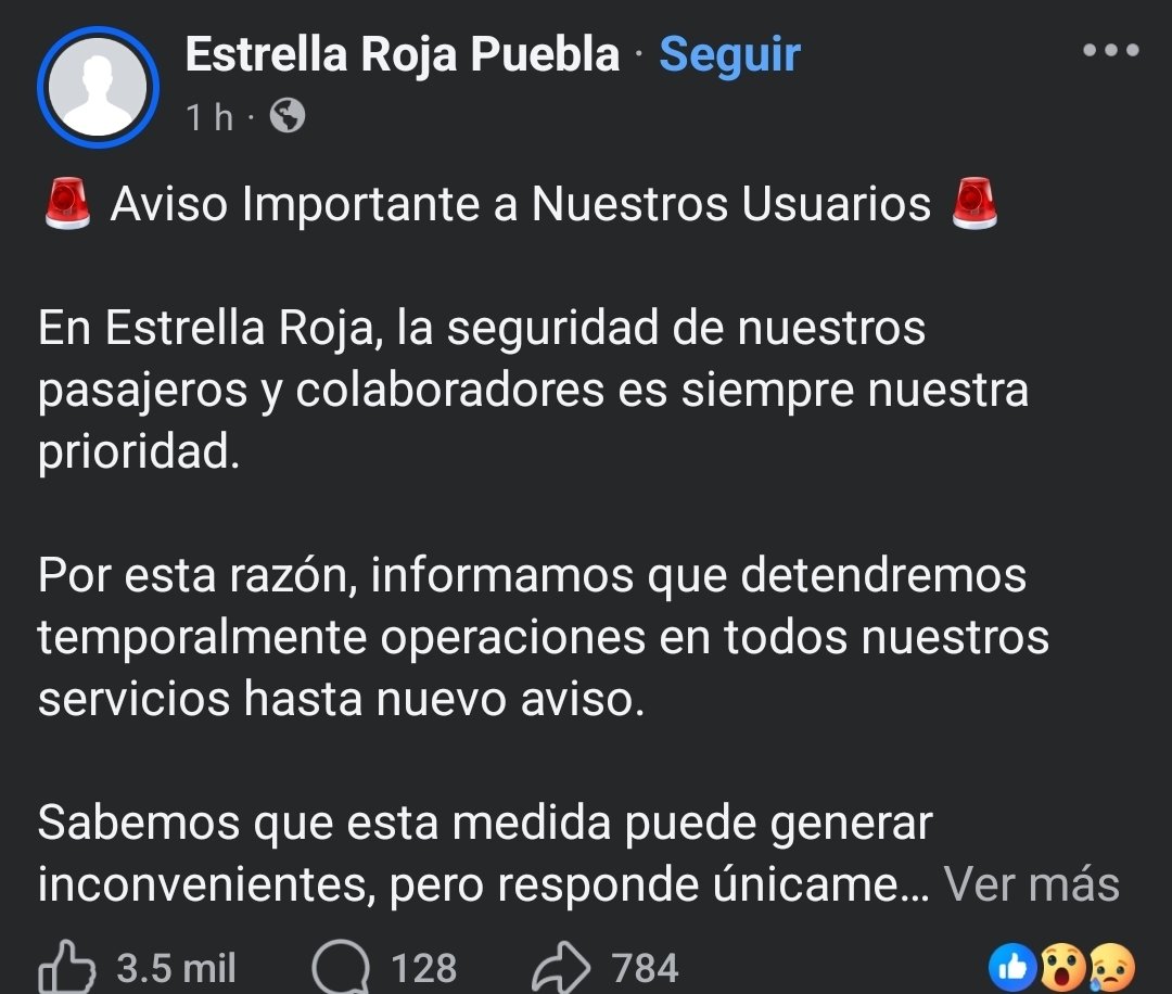 Tan mal está Puebla que Estrella roja cancela viajes por al inseguridad que se está viviendo este día en Puebla. 

El gobernador sigue escondido.