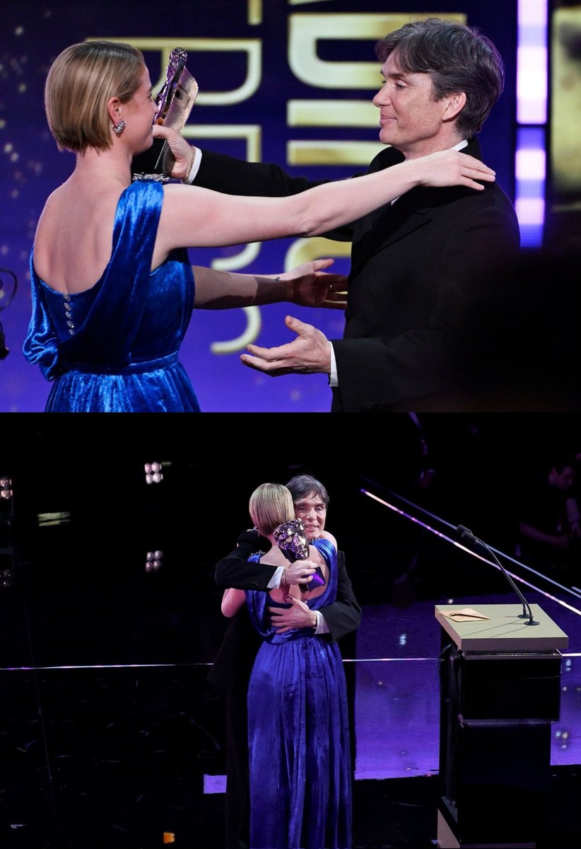Cillian Murphy presents the Leading actress award to Jessie Buckley at the 2026 BAFTAs.