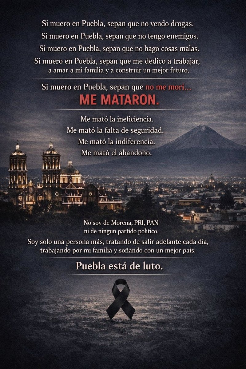 CIUDADANOS DE PUEBLA PIDEN QUE SI LOS MATAN EN PUEBLA SEPAN QUE NO SON DELINCUENTES 

QUE NO LE HAGAN CASO AL GOBERNADOR Y SUS MENTIRAS