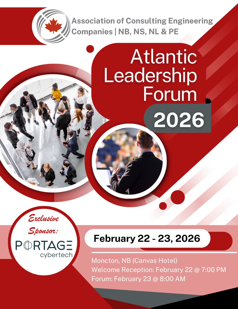 ACECNL1's tweet photo. 2026 ACEC-Atlantic Leadership Forum
Atlantic consulting executives and engineering leaders will be participating in a 2-day exclusive forum for collaboration and strategic discussion. https://t.co/4g1Q6yt6oG