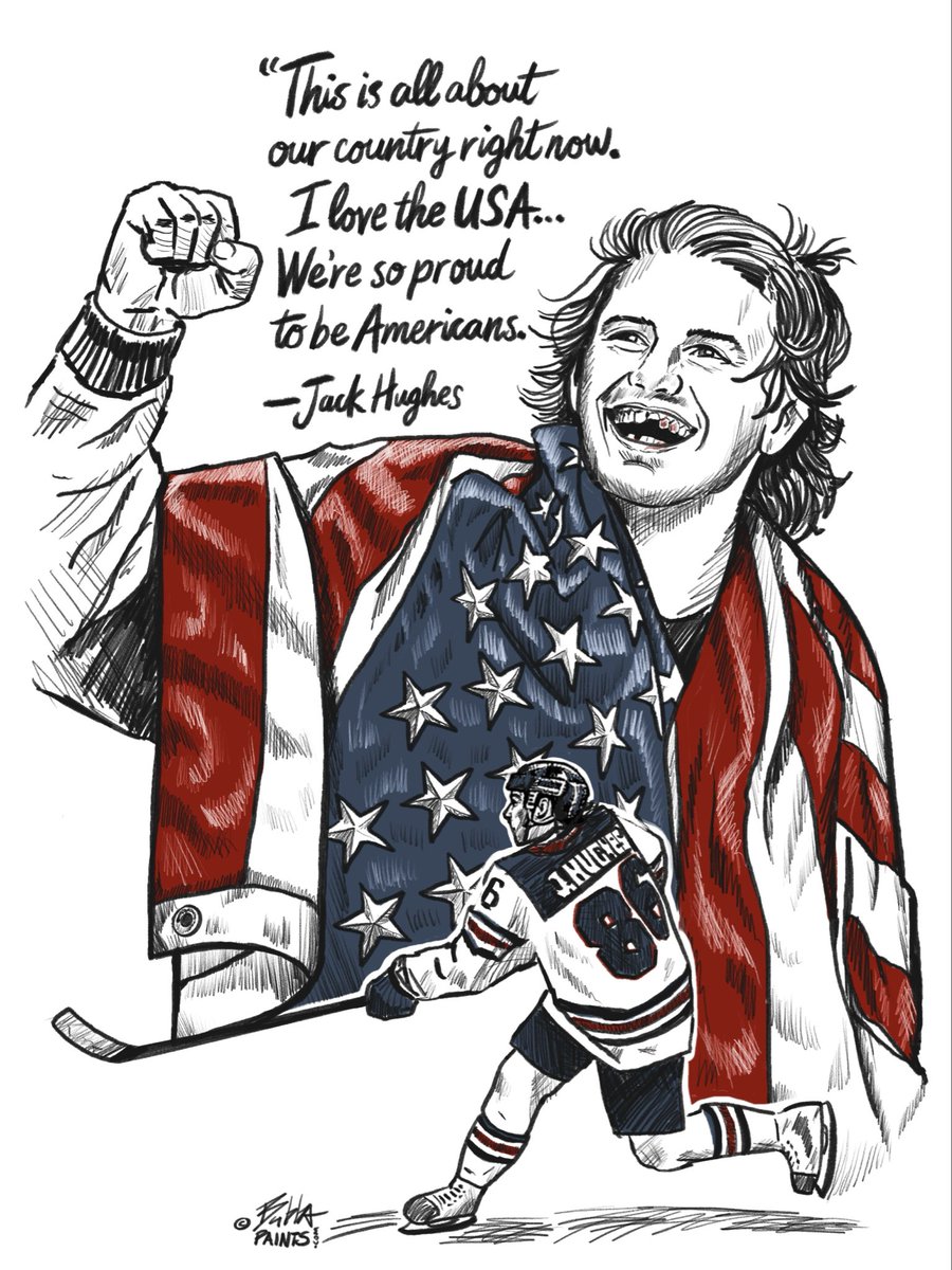 Grit.
Heart.
Country.

Jack Hughes and <a href="/usahockey/">USA Hockey</a> delivered a moment America won’t forget.

Had to sketch it. 🇺🇸🏒

#TeamUSA #usahockey #OlympicGold #BubbaPaints <a href="/TeamUSA/">Team USA</a>