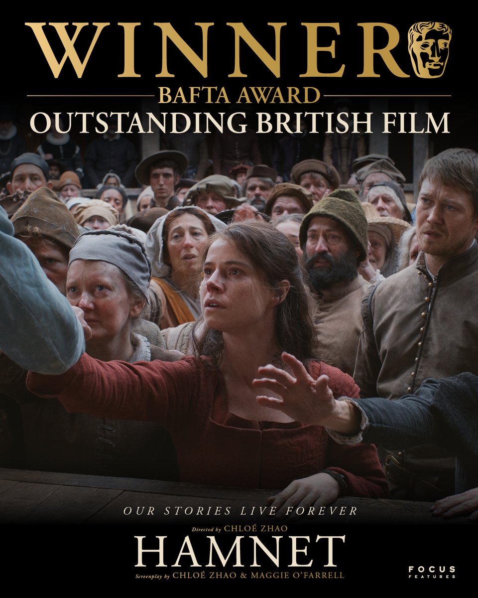 Congratulations to the HAMNET cast and crew on their BAFTA Award WIN for Outstanding British Film 🏆

#EEBAFTAs