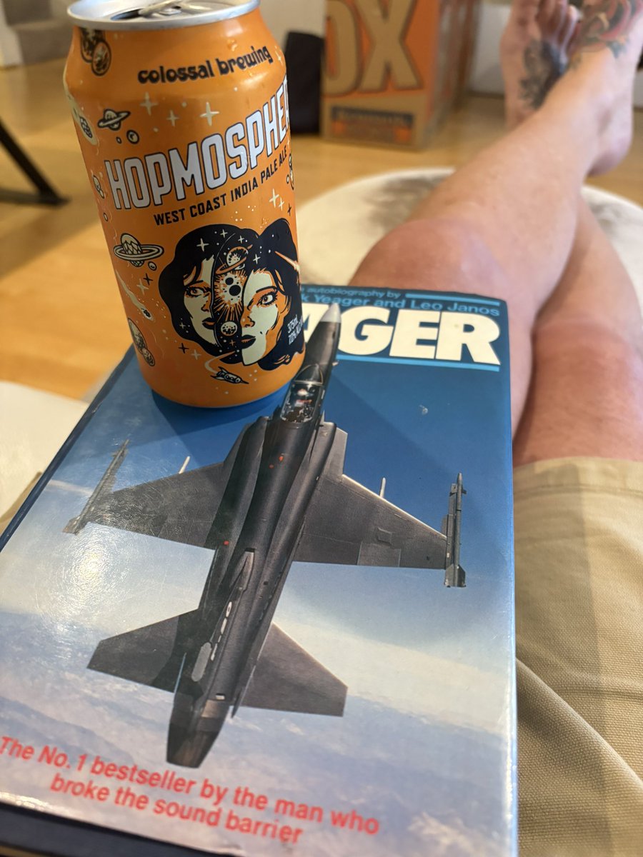 StevenBrydonAU's tweet photo. Birthday beer and little Chuck Yeager for company. https://t.co/kYqpfvaV8r