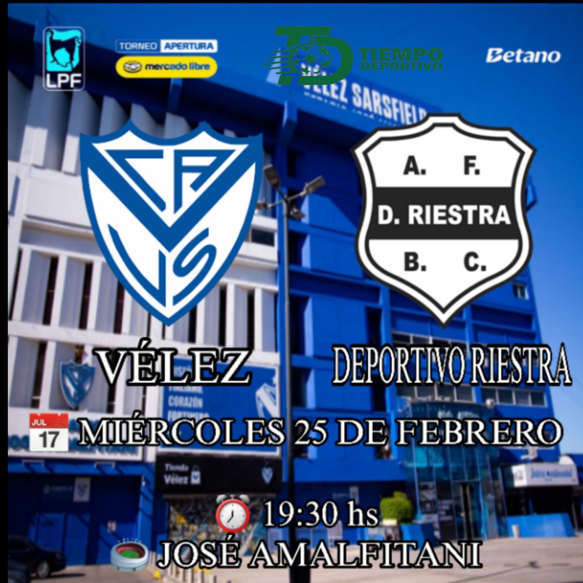 TiempoDeportiv8's tweet photo. Fecha 7 | Liga Profesional de Fútbol Argentino
🔜 Próximo Partido
📆 Miércoles 25 de febrero
⏰ 19:30 hs
⚽️ #Vélez - #PrensaRiestra
⚖ Árbitro y VAR y AVAR a Confirmar
🏟 Estadio Claudio Chiqui Tapia
🟡 Torneo Mercado Libre
#ElFortin #ElMalevo #TorneoMercadoLibre https://t.co/Xc8RLraSyz