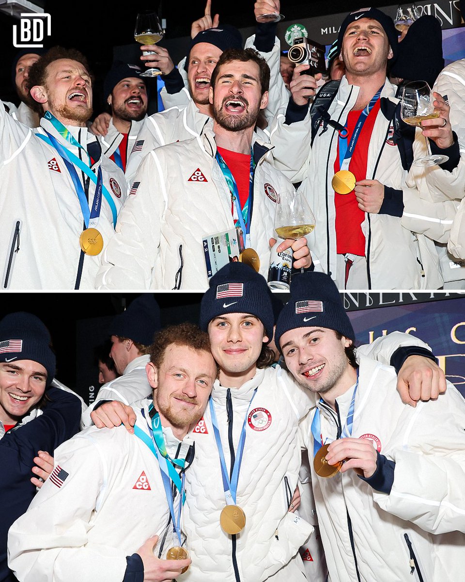 Team USA celebrate at the Winter House after their gold medal win 🥇🇺🇸

#MilanoCortina2026