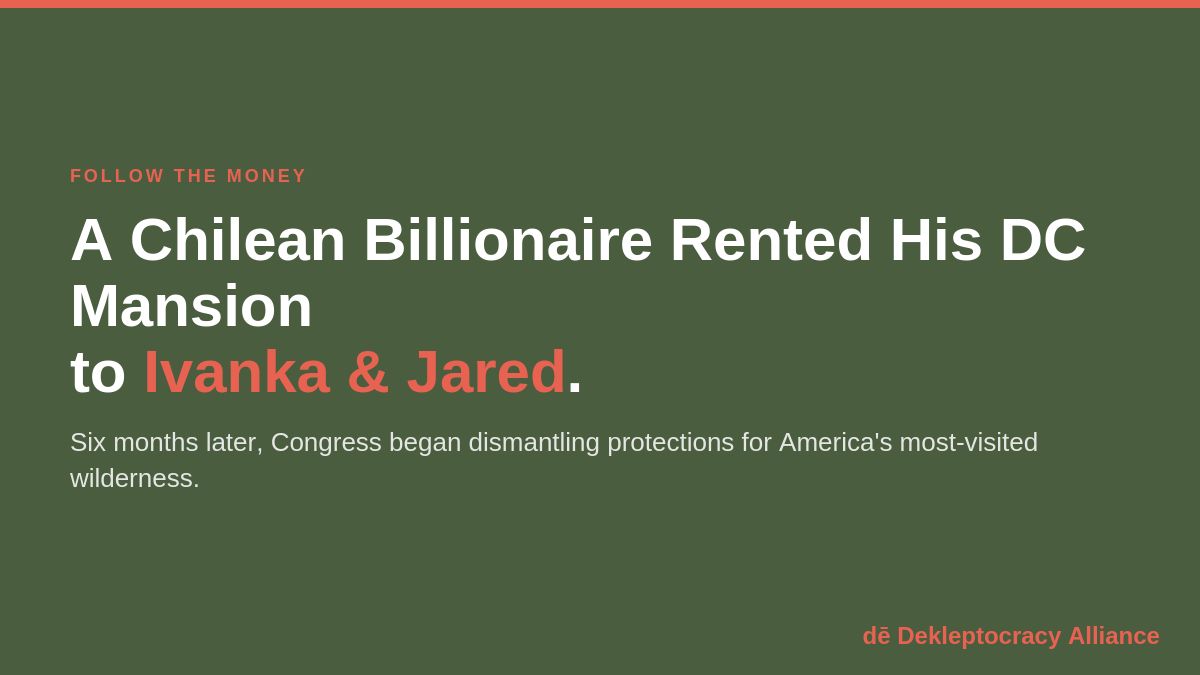 A Chilean billionaire used a shell company to rent a DC mansion to Ivanka Trump and Jared Kushner. Six months later, the Trump Interior Dept began trying to let him mine the Boundary Waters.
The paper trail is damning. Thread. 🧵
#FollowTheMoney #AntiCorruption