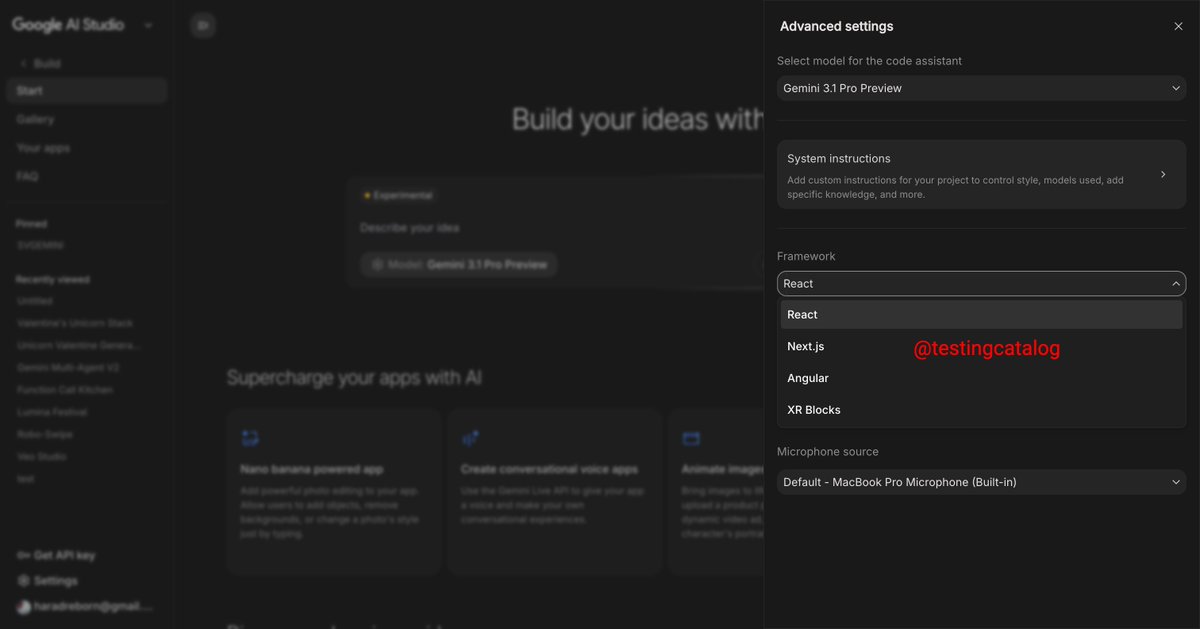 Framework picker screenshot