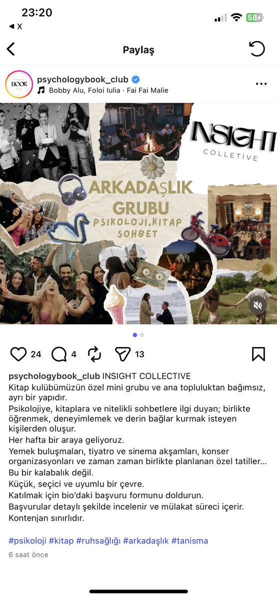 böyle bir post gördüm. yalnız başına entelektüelleşmekten sıkılmış bireyleri birbirlerine yoldaş eylemek üzere toplanmışlar. modern çağ yalnızlığına bir medet falan dedik yargılamadık ama sıkı durun,,,,,, GRUP ÜCRETLİ ?????? 
babasını satim artık arkadaş mı kiralıcaz?