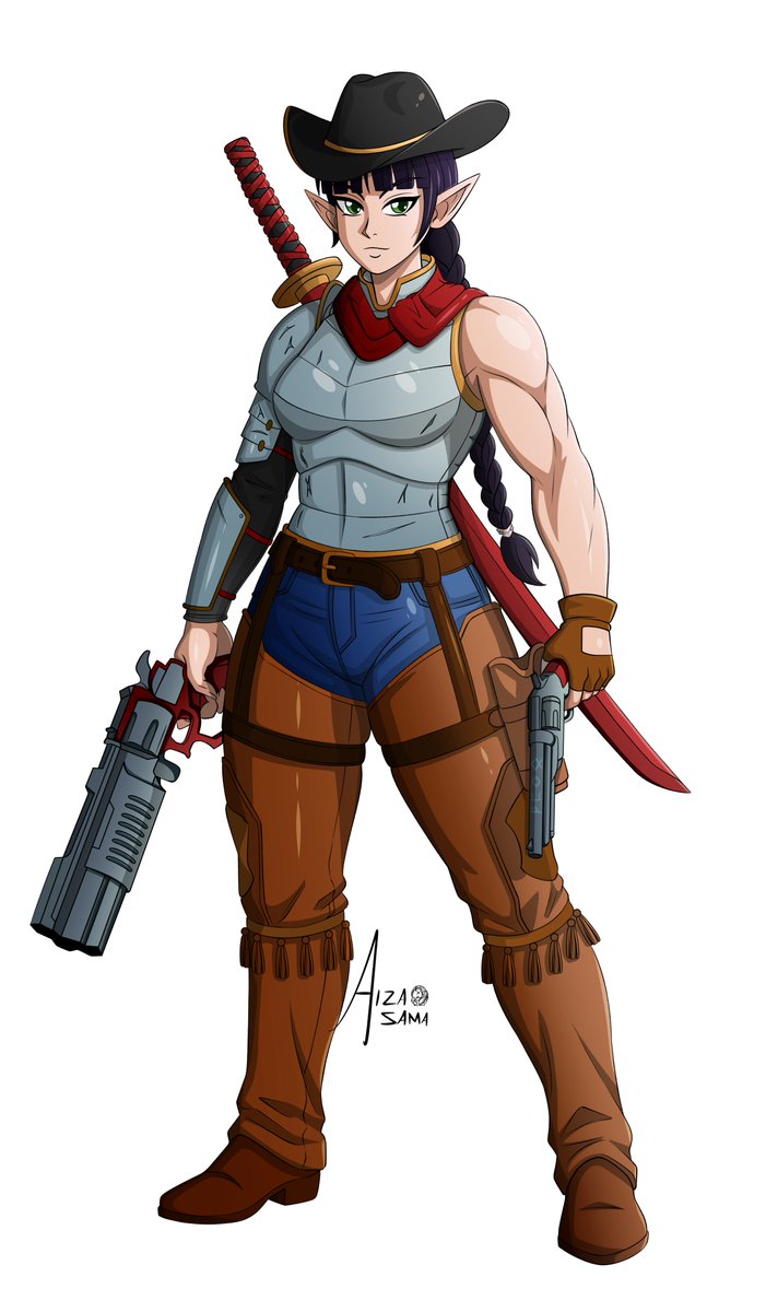 Commission finished! 🎨

She might run out of bullets, but never out of options. She could easily take on the devil himself in the hills and come out without a scratch. 🔥

Meet the beautiful Saki. ✨

#opencommission #DigitalArtist #anime