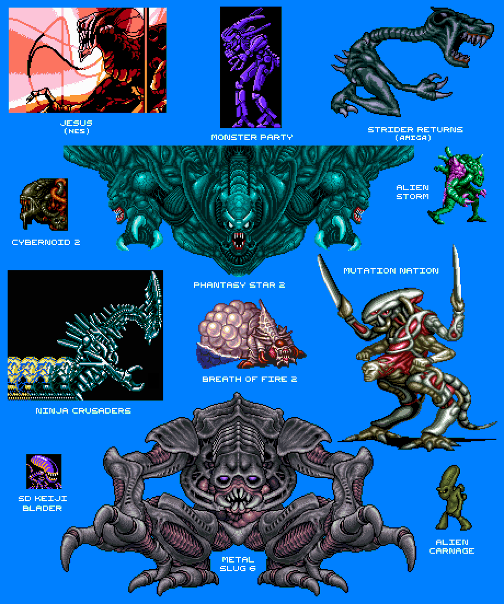 CypressDahlia's tweet image. Fresh new batch of fake Xenomorphs in various games. Part 4. There are some really obscure ones I wanna get but I'll have to play through those games again to get a screenshot, so that's a pain