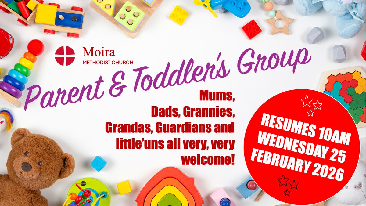 Fresh from our Half Term Break, our Parent &amp; Toddler Group meets again this Wednesday @ 10am. Mums, dads, grannies, grandas, aunts, uncles and littl'uns very, very welcome 😀