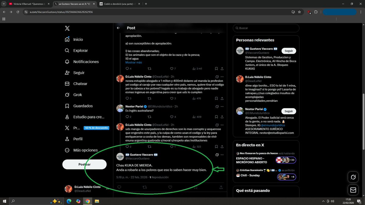 <a href="/ElMundoJuridico/">Nestor Parisi</a> <a href="/_onerolita/">Rolita</a> un tal de gustavo vacarro un pobre infeliz... ja jaaa no se que CARAJo de bicho lo pico.. ja ja jaaa me salio insultando y acusando a mi de kuka de mierda, son una risa algunos libertarios o un preocupacion social para este pais...