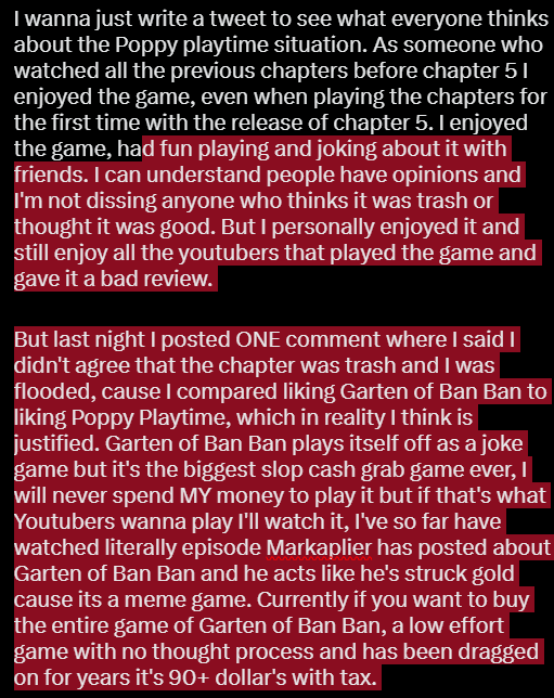 NotBeeity's tweet photo. #Poppyplaytime #PoppyPlaytimeChapter5 

I'm not posting this to make fun or harass, I genuinely want to hear what others have to say, cause I uttered the words "I don't agree" and got JUMPED ON TIKTOK. https://t.co/TdWuKcZSIk