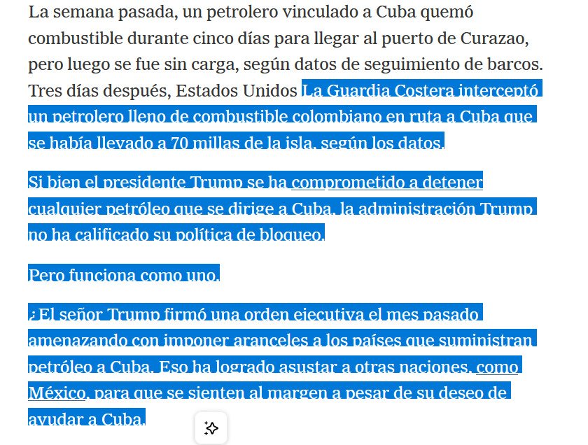 El The New York Times reconoce que Estados Unidos impuso un bloqueo naval sobre Cuba.

Cuba vive bajo un asedio planificado, brutal y criminal, diseñado para hambrear a millones de personas y quebrar a un pueblo por la vía del castigo colectivo. De hecho, el artículo describe