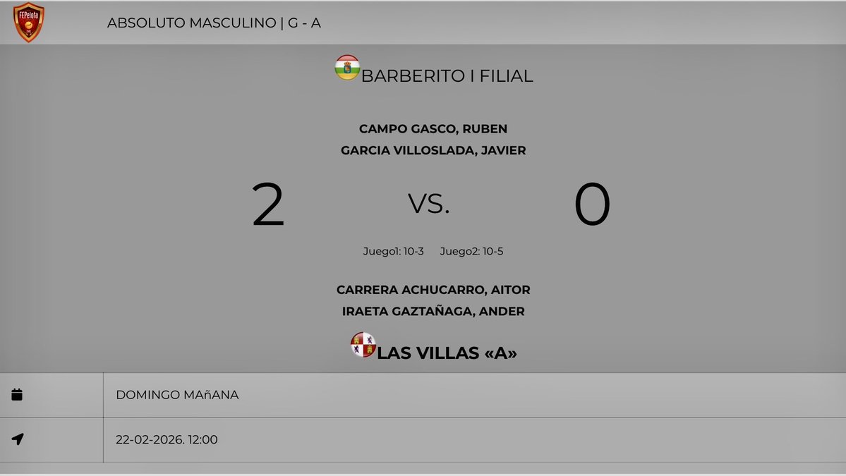 El equipo filial del Club Barberito igualó esta jornada al resultado obtenido en la categoría de honor, logrando un empate 1-1 frente a Las Villas A.