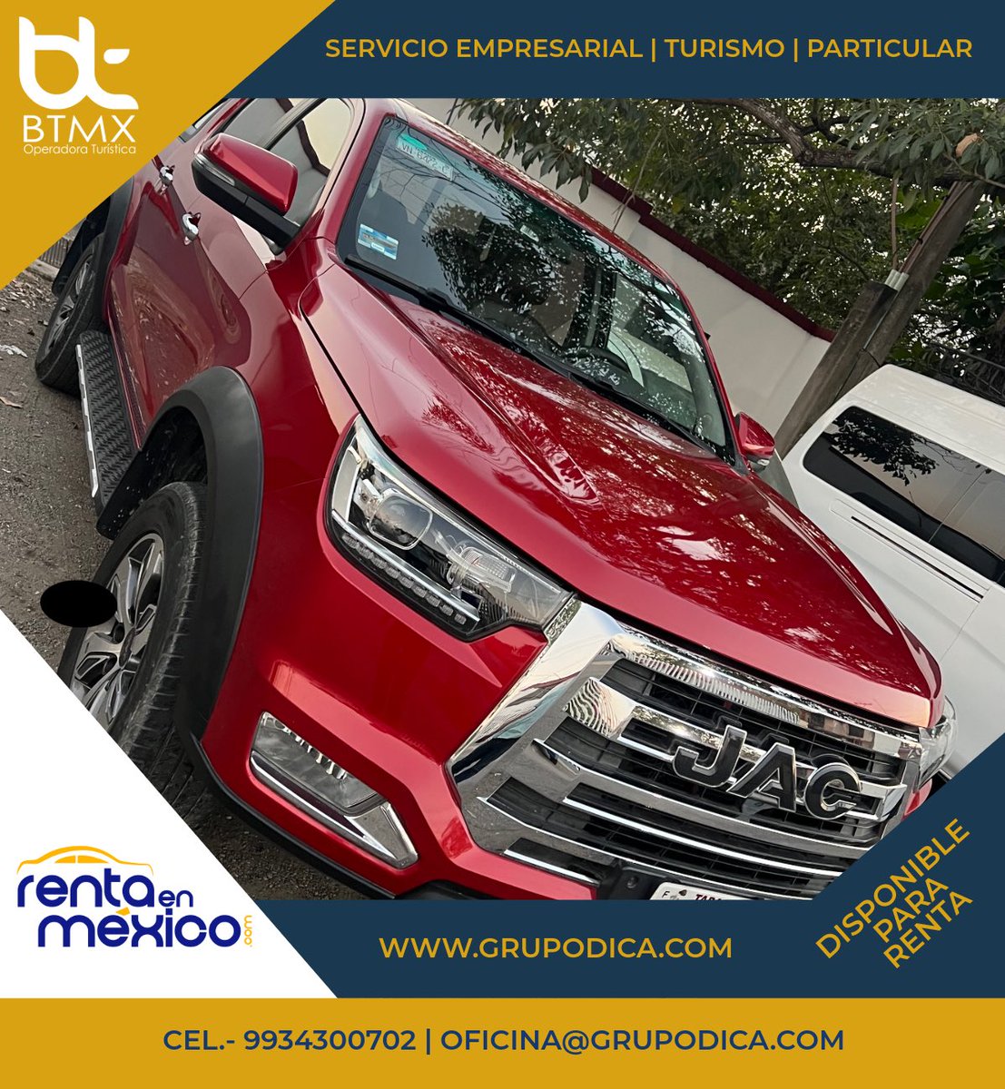 RentaEnMexico's tweet photo. Renta de Camionetas Pick Up 🛻 por Día, Semana o Mes.
Para cualquier parte de la República Mexicana por renta Mensual.

• Renta de Vans, Renta de Autos, Renta de SUV.
• Con o Sin Operador.

Informes al 9934300702 

#Villahermosa #Tabasco #Campeche #Veracruz #Merida https://t.co/5Ygr1dm2Ew