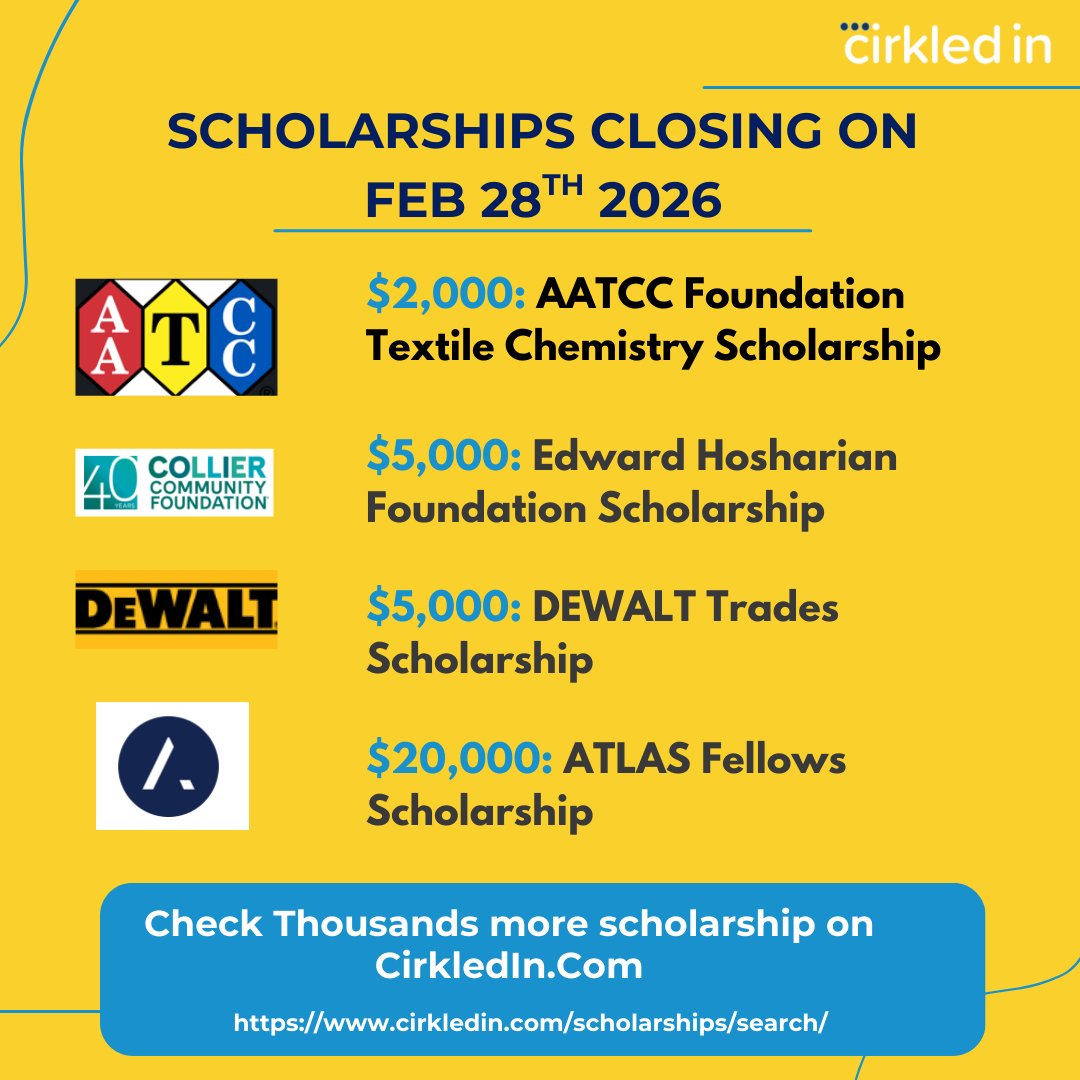 cirkledin's tweet photo. Still looking for scholarships? 👀

These are closing soon — and they’re just the beginning.

Search more opportunities and apply before deadlines pass on Cirkled In.

👉 Don’t miss out https://t.co/KaX4DKhfGe https://t.co/Dp9ROP6xC9