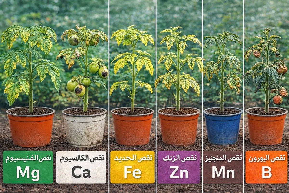 🌱 أعراض نقص العناصر الصغرى في النبات
▪️بعد ما عرفنا NPK… تعالوا نشوف باقي العناصر اللي نقصها بيعمل مشاكل خطيرة 👇
🟢 نقص المغنيسيوم (Mg)
▪️ اصفرار بين عروق الأوراق
▪️ العروق نفسها تفضل خضراء
▪️ يبدأ في الأوراق القديمة