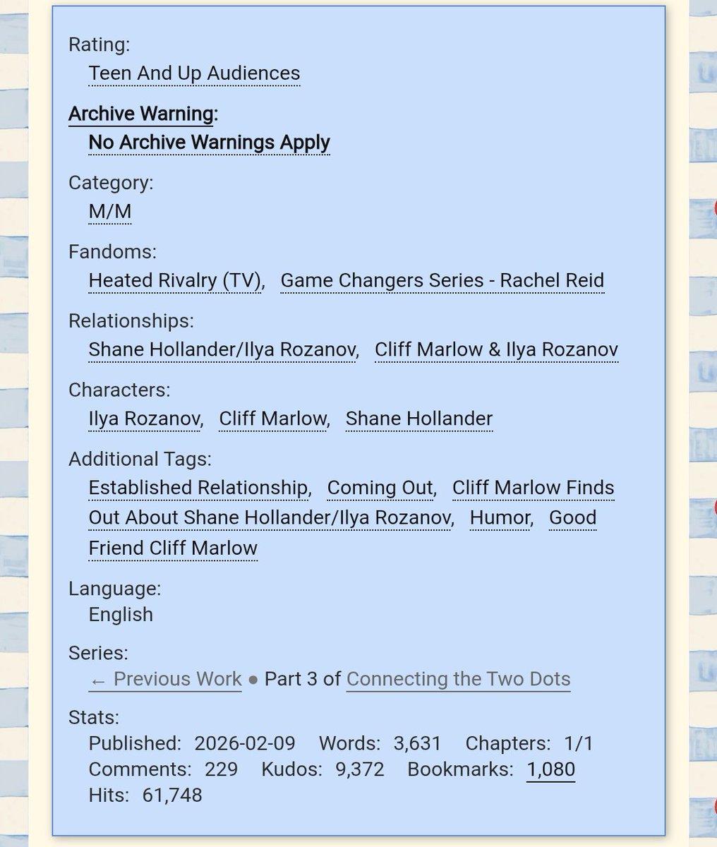 #dailyficrecbykay Day 11:
"Quit While You're Ahead" by queerteaoop || 3.6k
link: archiveofourown.org/works/79164586

[Cliff Marleau solves the mystery of Rozanov's trade to Ottawa...or does he?]

Cliff Marleau, I love you!!! This was so funny!
#hrtwt #hollanov