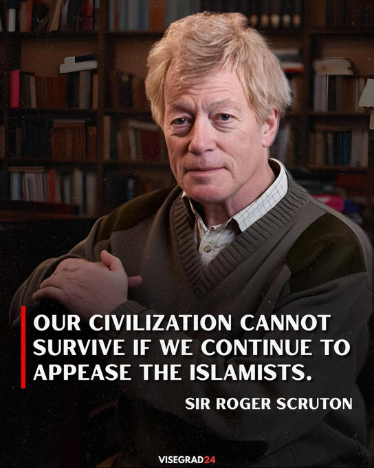DaveAtherton20's tweet image. This is true. In his book How to Be a Conservative (published 2014), Scruton wrote:  

“But this experience taught me that our civilization cannot survive if we continue to appease the Islamists.”

Thank you @grok.