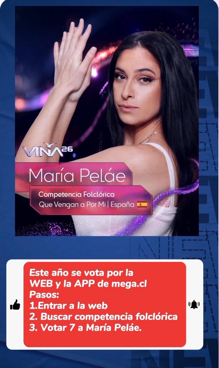 Esta noche me subo al escenario de la Quinta Vergara en Chile a cantar el “Que vengan a por mí” y estoy que no me lo creo! 
Deseadme suerte familia! 
A partir de las 21:30h (hora Chilena) se puede votar ❤️ #festivalviñadelmar
