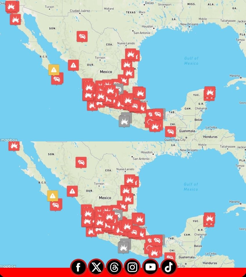 🚨Así luce México en estos momentos🚨

Tras la mu3rt3 de "El Mencho", líder del CJNG, el país se ve afectado por n4rc%0bloqueos y v10l3nc1a en al menos 11 estados: Jalisco, Michoacán, Guanajuato, Colima, Nayarit y más.

Este mapa. de la plataforma de logística Aliado, muestra los