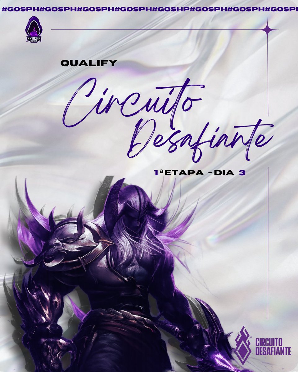 Ontem não foi o resultado que queríamos, mas a caminhada ainda não acabou.

Hoje às 18h é tudo ou nada contra a Reload Ragnarok no qualify do Circuito Desafiante. 🔥

Valendo a vida no campeonato. Contamos com a torcida! 💜 #GOSPH