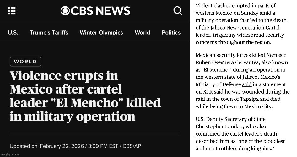 WarClandestine's tweet image. One of the most brutal cartel leaders was just taken out in a military operation by Mexican security forces.

The State Dept had a $15 million reward for information leading to his arrest, and some reports that this operation was done with US intelligence assistance.

Trump has